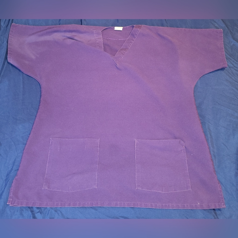 Landau Purple V-Neck Scrub Top Size Xl